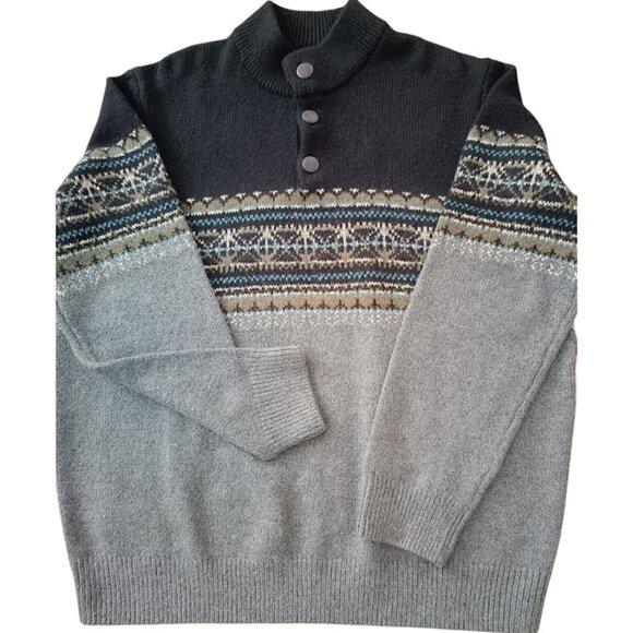 2XL🟠 Wind River Men's Fair Isle Quarter Button Mock Neck Sweater - Picture 1 of 9
